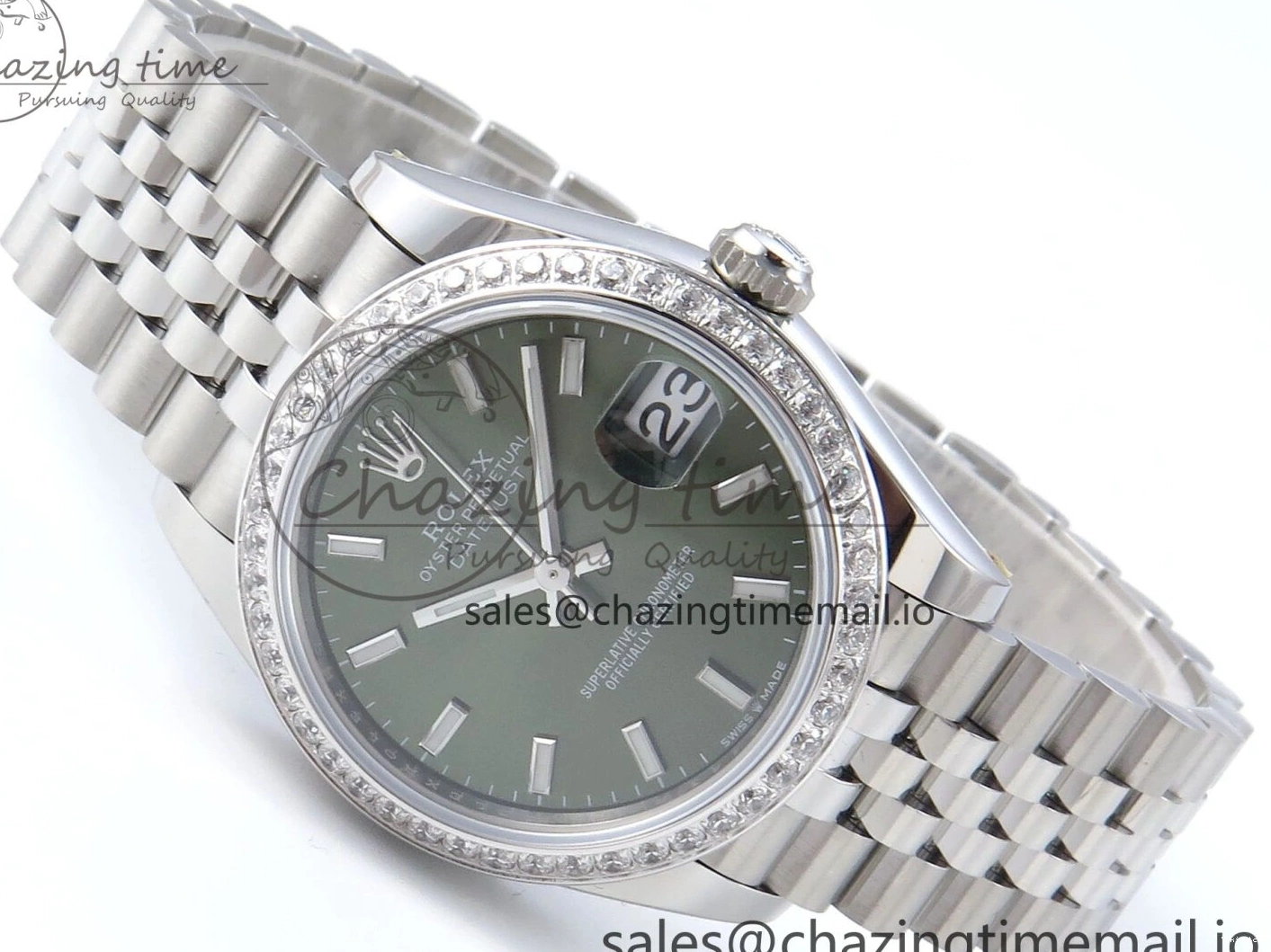 Diamonds Edition ARF Jubilee 278384RBR 904L ETA DateJust SS Bracelet on Stick Best 1:1 2688 Steel Green 31 Dial Bezel 0110